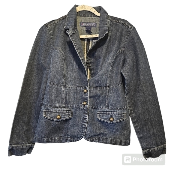 Baccini Jackets & Blazers - Vintage women's Jean Jacket dark Denim big button medium fitted